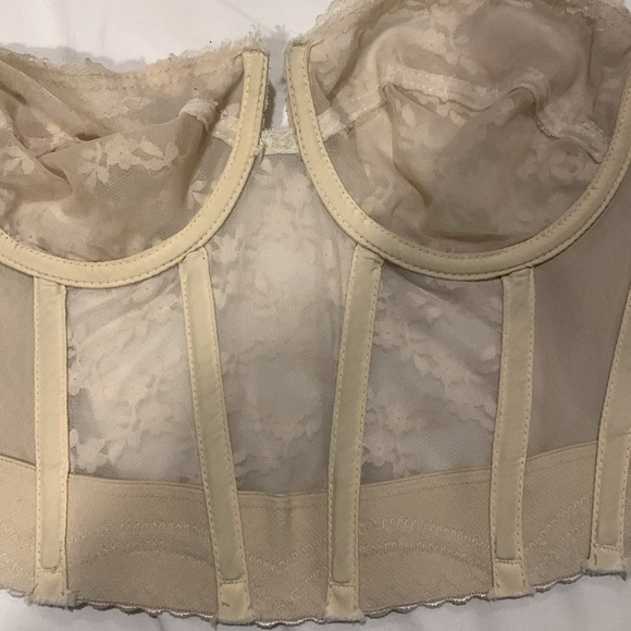 Beige lace vintage corset bustier 34C Strouse Adler Company - Picture 7 of 8
